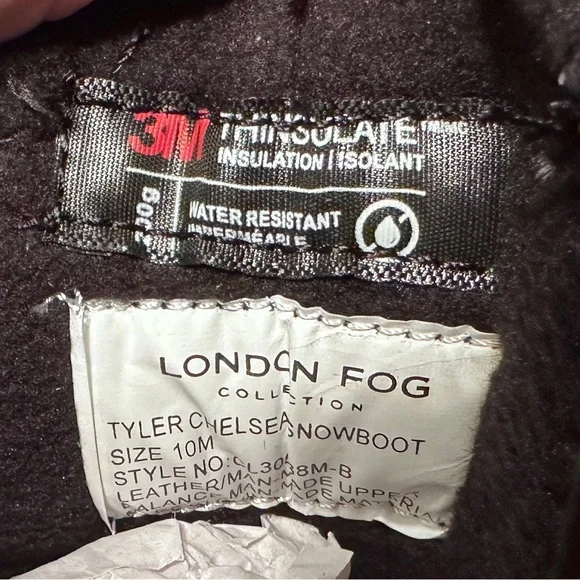 London Fog Men's Black Size 10 Snow Boots‎ NEW with BOX - Picture 7 of 12